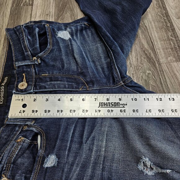 Express Jeans Pants Womens 6S Blue Distressed Legging Mid Rise Skinny Denim - Picture 12 of 13